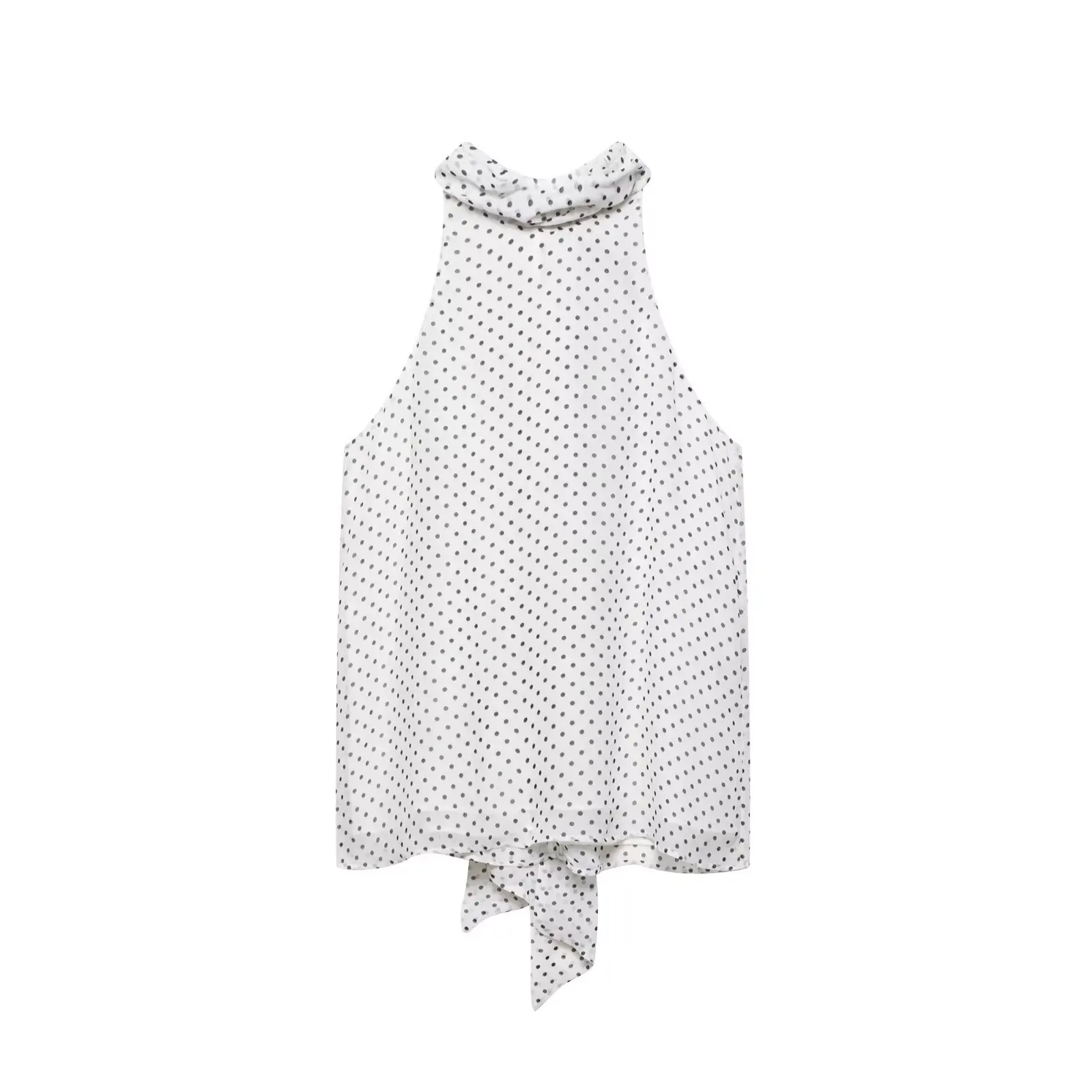 

Polka Dot Print Tank Top Women Sexy Sleeveless Halter Bow Lace Up Chiffon Shirt Tops 2025 New Summer Fashion Casual Loose Vest