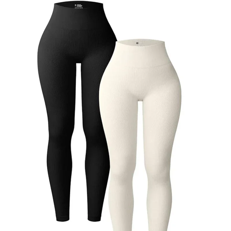 Pantaloni sportivi filettati Leggings Donna Yoga Fitness Vita alta Leggings per sollevamento fianchi Sport Donna Fitness Push Up