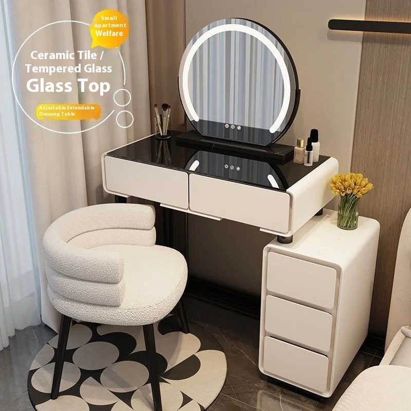 Selected high-quality dresser, new modern minimalist small space luxury solid wood cream style dresser with smart cabinet