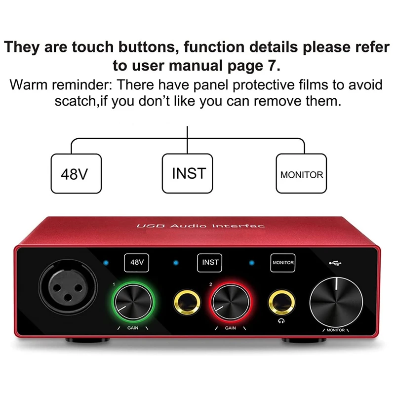 Audio Interface XRL Audio Interface 48V Phantom Power Support Instrument Electric Guitar Tablet Computer Smartphone