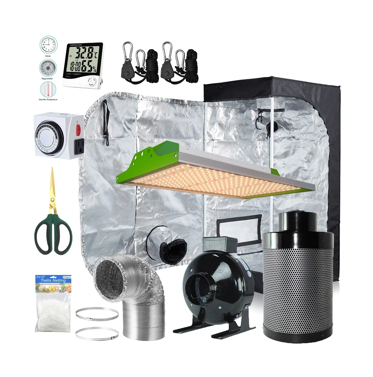 Supply Hydroponics 24*24*48 Inch Grow Tent Kit 100w Led Grow Light With 4 Inch Carbon Air Filter Grow TentHot Sales