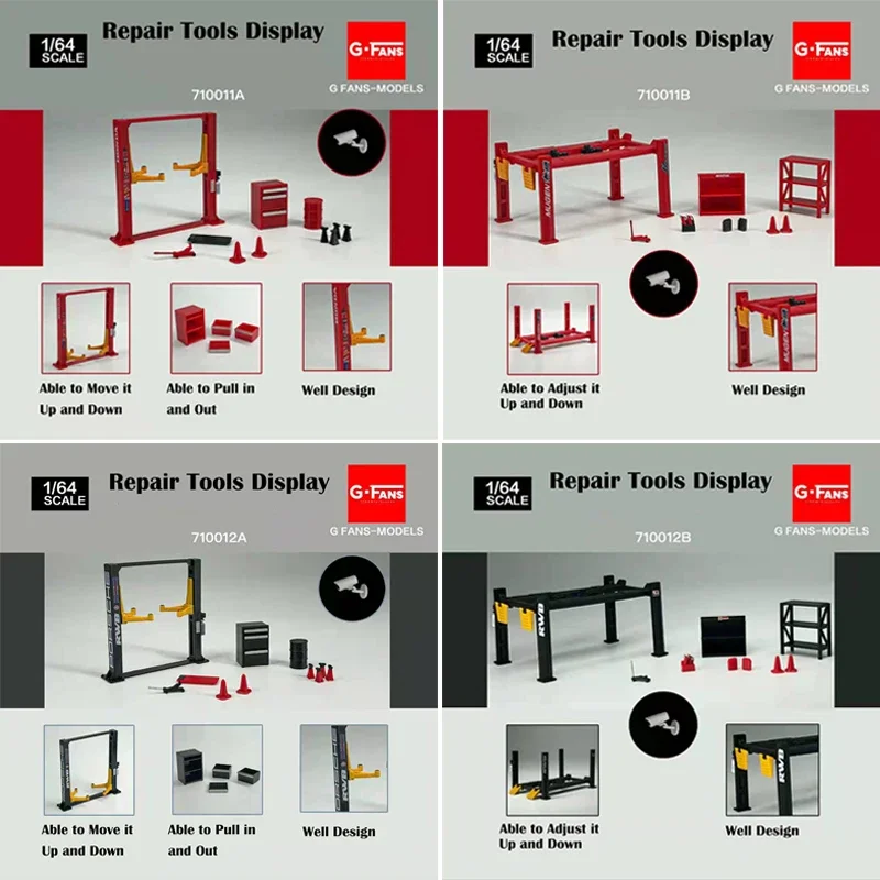 Gfans Model 1:64 Garage Repair tools Lifting Js Racing RWB