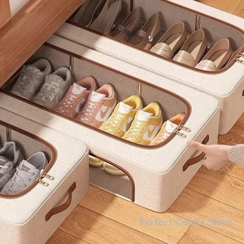 Under Bed Shoe Storage Organizer For Closet Shoes Container Boxes With Sturdy Handles And Clear Window,Foldable Shoe Rack Holder