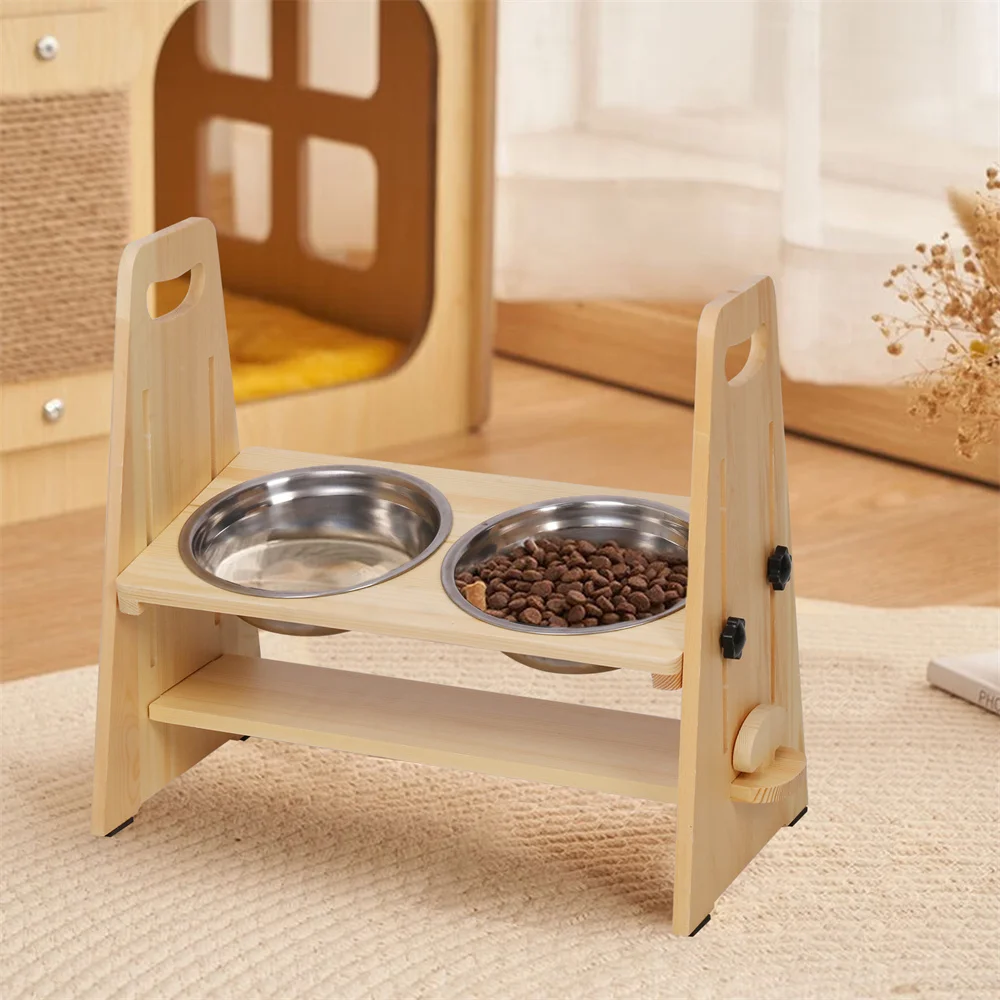 Height Adjustable Elevated Dog Bowls Tall Raised Feeder Stand Dog Food Water Bowl Feeder Station for Large Medium Small Dogs view 2
