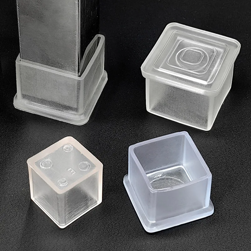 1/4/10pcs Transparent Round Square Elliptic PVC Soft Rubber Pipe Sleeve Tube Cap Table Chair Foot Protect Cover 10 12 14 16-60mm