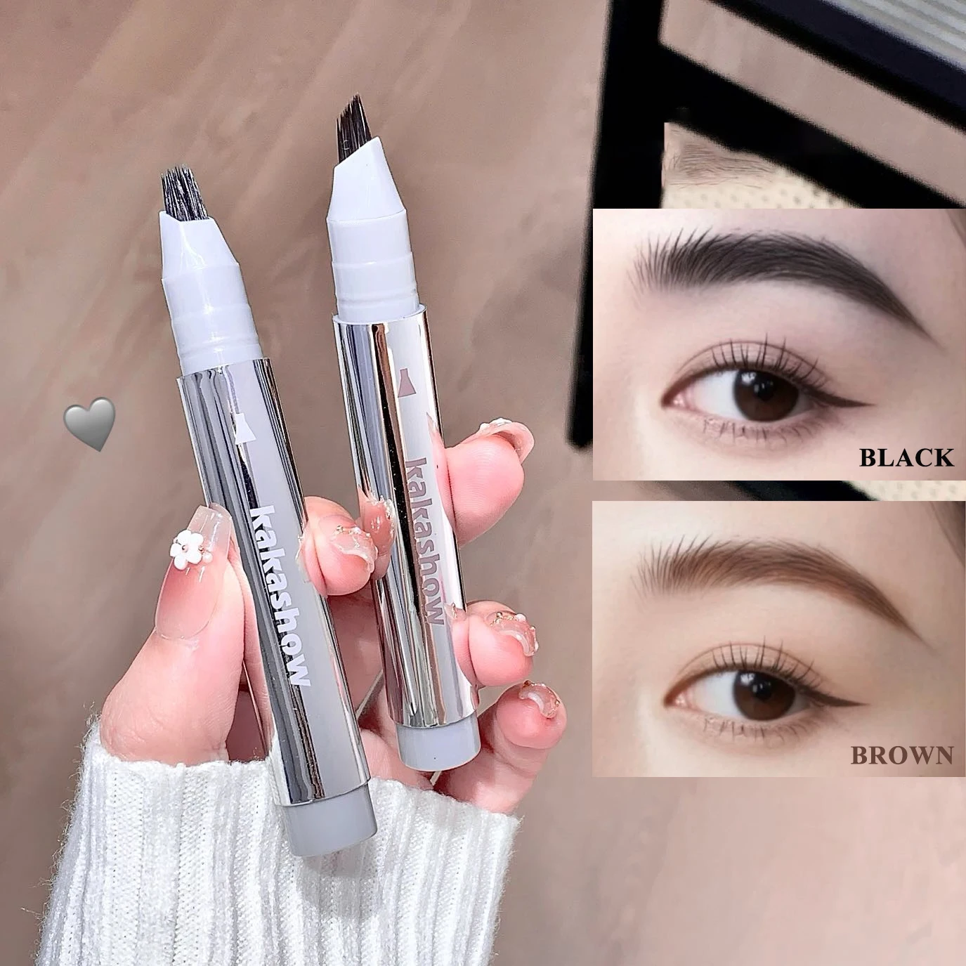 Kakashow crayon à sourcils eau crayon à sourcils multi-points longue durée ne se décolore pas avec racines distinctes