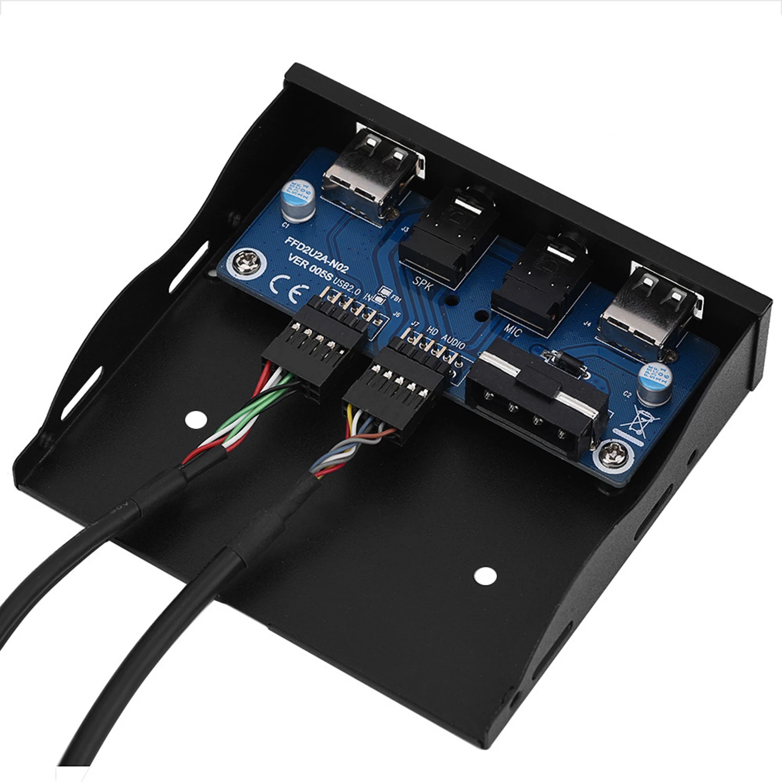 لوحة أمامية مرنة USB2.0 HDAUDIO مقاس 3.5 بوصة 9Pin إلى 2 واجهة USB2.0 مع ميكروفون صوت #3