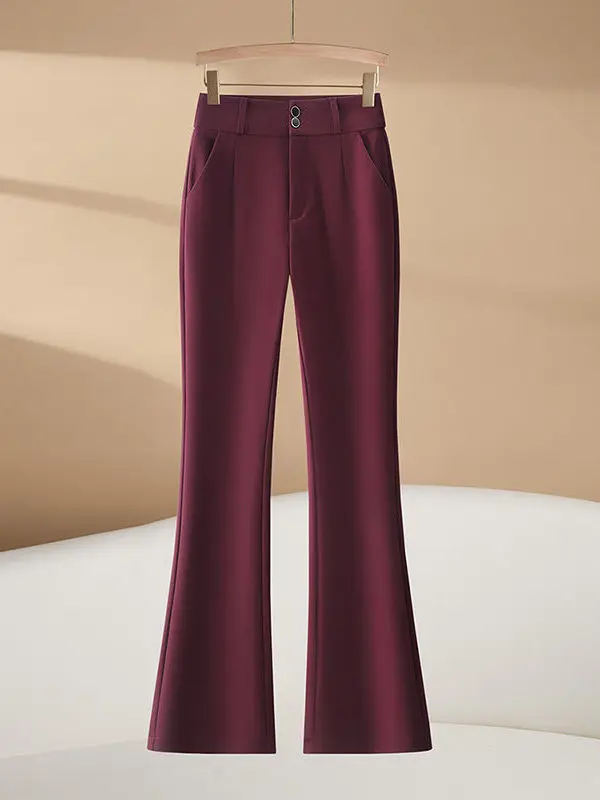 High Waist Bell Bottom Pants Casual Women's Fashion Spring Autumn Slimming Suit Pants Long Trousers Reflective Element Zipper...