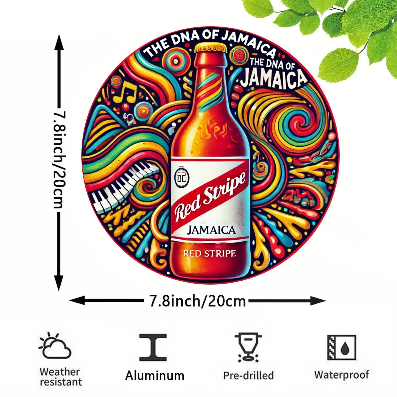 Colorful Jamaica Reggae Round Metal Wall Sign, Retro Beer Bottle Print Tin Plaque, Vintage Bar Cafe Home Decor Art Gift