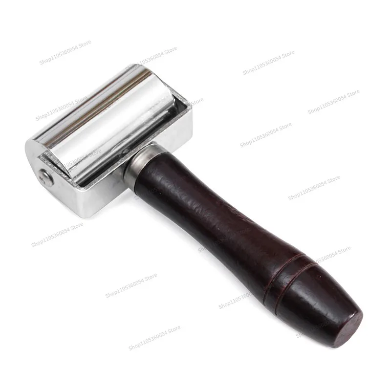 For Leather Roller, Dark Brown Handle Silver, Edge Roller Flattener