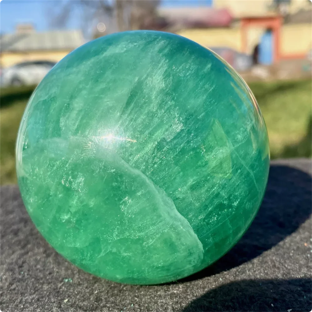 Natural Green fluorite Quartz Crystal Ball Polished Massage Sphere Ball Reiki Healing Room Decor