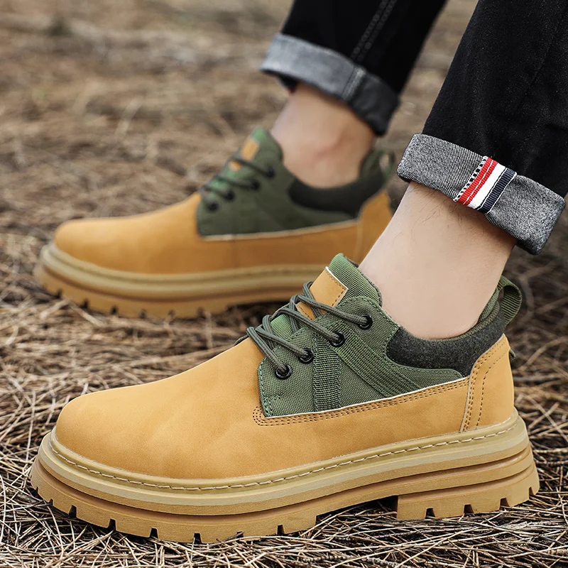 

Men's Leather Shoes Low-cut Round-toe Lace-up New Model High-quality Multi-color Large Size Fashionable Workwear Shoes