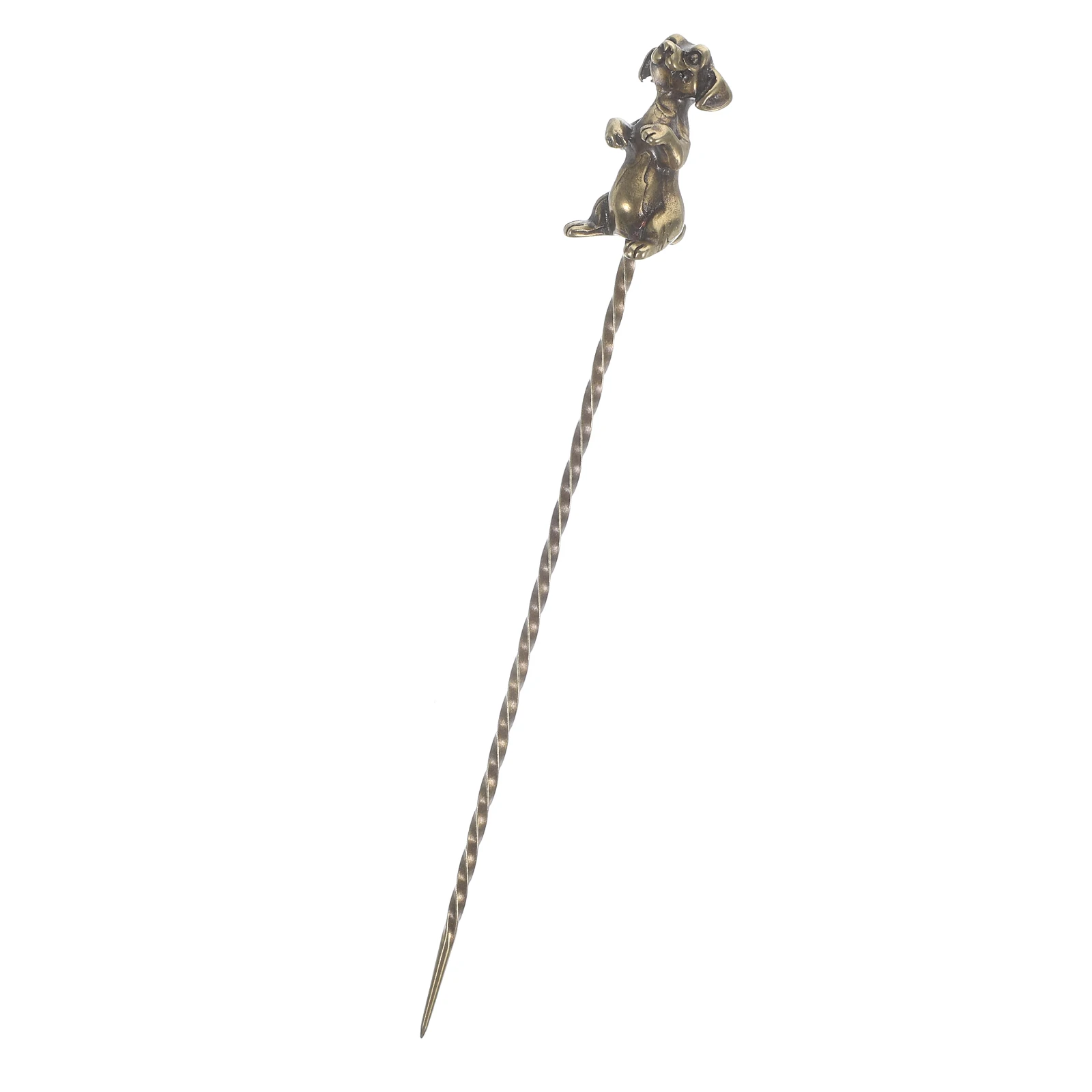 

Brass Phoenix Tea Needle Teaware Cleaning Tool Vintage Hairpin Ceremony Accessory Dog Shape Unclogging Needle Wealth
