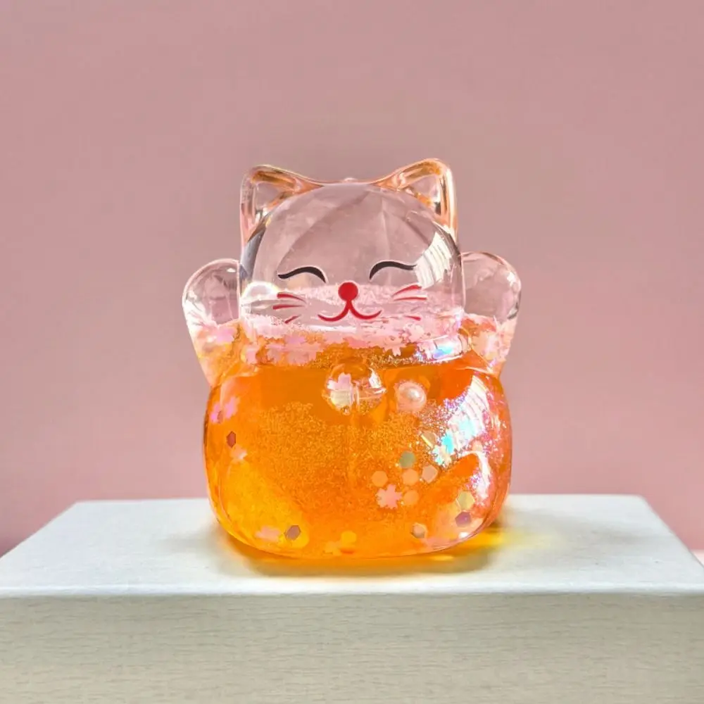 Nagaya Fortune Cat Candy Color Cat Dolls Cute Shiny Doll Desktop Ornaments Mini Kawaii Cartoon Cat Model Toy Resin Accessories