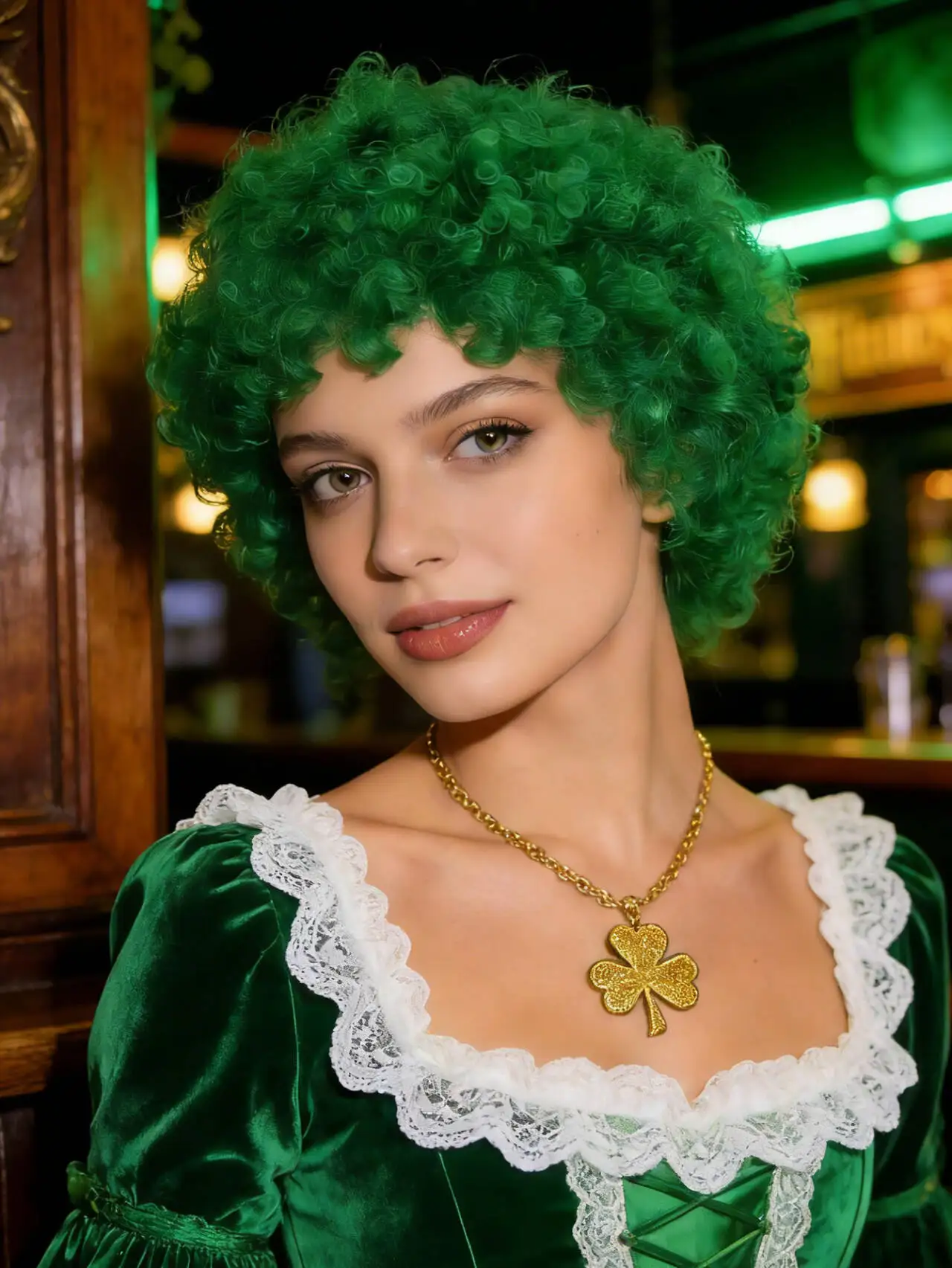 Vibrant Bright Green Fluffy Thick Spiral Curly Synthetic Wig Party Cosplay Stage Vibrant Personality