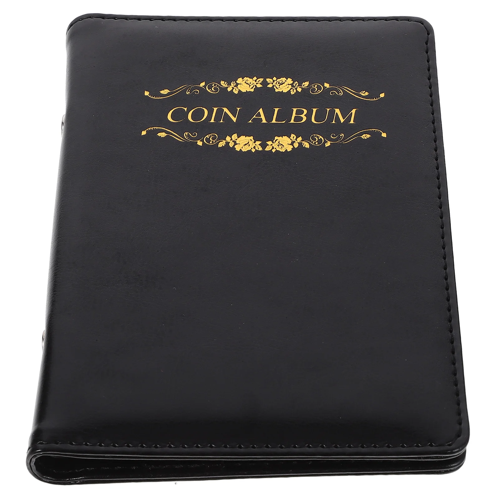 

120 Coins Collection Book PU Cover Black Rose Commemorative Coin Organizer Versatile Pocket Storage Album for Collectors