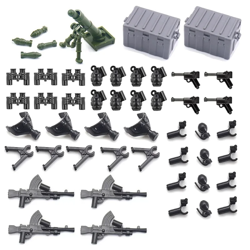 44pcs WW2 Military Guns Army Soldier Weapon Pack Parts Mini Brinquedos Figures Accessories Set Moc Building Block Brick Toys