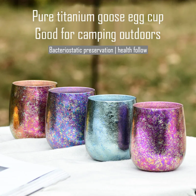 

60/120/240ML Pure Titanium Egg Cup,Double Thickening,Heat Insulation,Antibacterial Preservation,Ice Flower,Outdoor Beer Mug