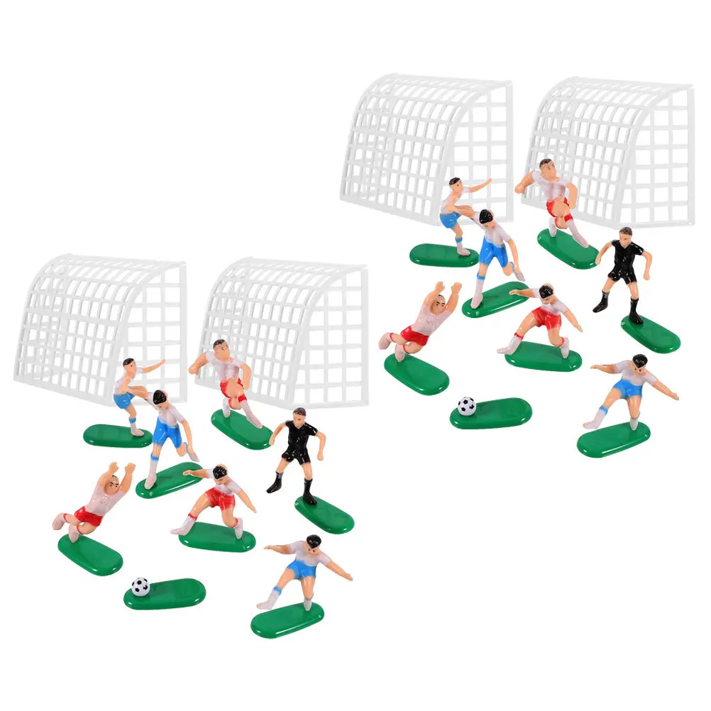 مجموعتان من زينة كعكة عيد الميلاد لكرة القدم، ديكور حفلات كرة القدم البلاستيكية، ديكورات كعكة المناظر الطبيعية المصغرة، قابلة لإعادة الاستخدام