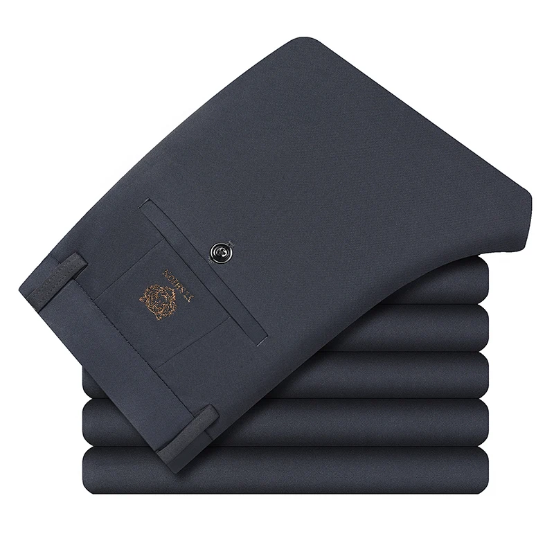 Men's Golf Pants Lightweight Elastic Pants Quick Drying Embroidery Label Business Casual Pants Khaki Black