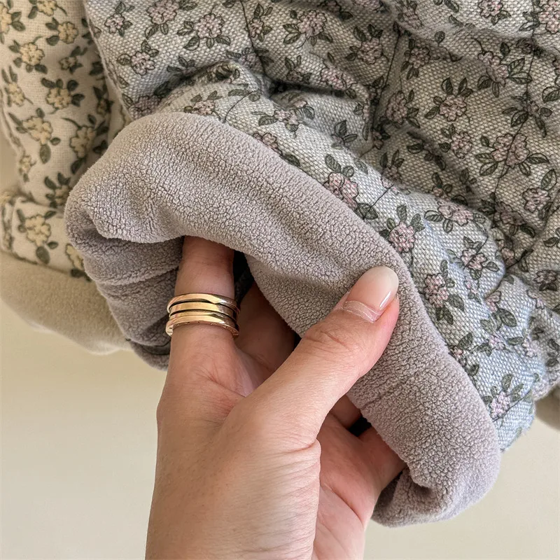 الغزلان جونمي 2024 جديد الشتاء الأطفال المطبوعة التطريز رشاقته السراويل الكورية نمط طفل الفتيات عادية الدافئة السراويل المبطنة بالقطن #2