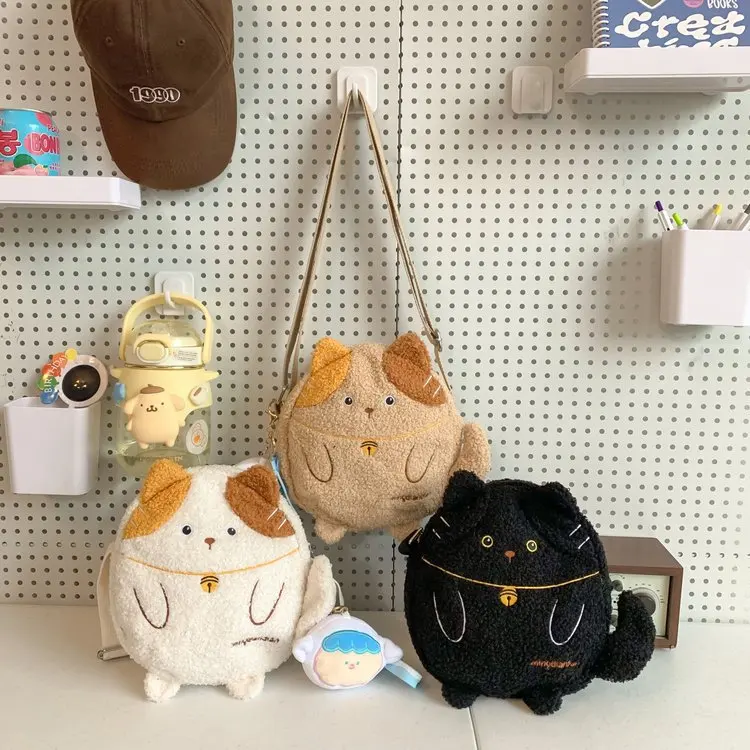 Japanese Kawaii Plush Bag Women Cute Lucky Cat Crossbody Bags Woman Purses and Handbags School Girls Shoulder Bag Small Bag Bols