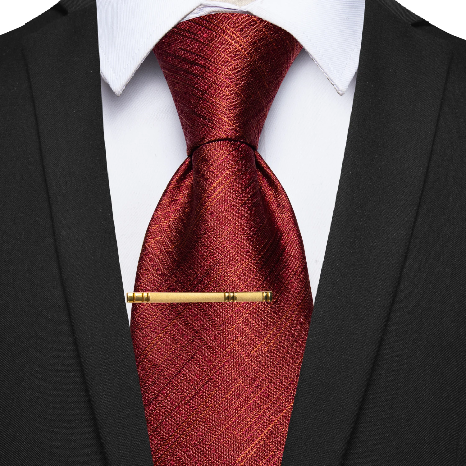 Free Adjustable Luxury Silk Men's Red Tie for Wedding Business Party Daily Wearing Accessories Solid Burgandy Necktie for Man