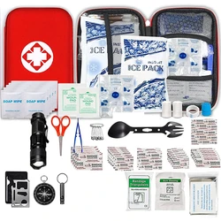 Wilderness Survival First Aid Kit SOS Multifunction Outdoor Camping Gear Emergency Kit Trauma Bag for Camping Hunting Adventures