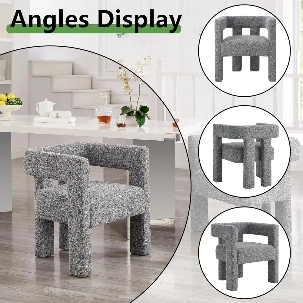 Stoffgepolsterter Esszimmerstuhl mit offener Rückenlehne, moderner Akzentsessel für Wohnzimmer und Schlafzimmer, Komfort im Sherpa-Stil