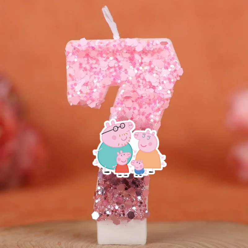 Familien-Schweinchen Geburtstagstorten-Deko, Digitale Kerzen für Kinder, Zierliche 0-9 Zahlenkerzen, Party-Dekoration, Geschenk für Jungen und Mädchen