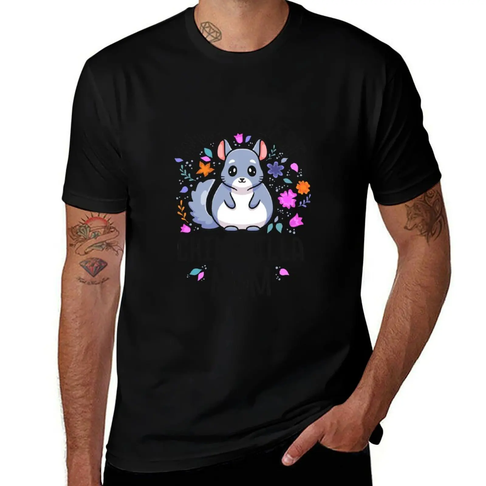 Worlds Best Chinchilla Mom Shirt Cute Floral Kawaii Mama T-Shirt Big Size Crew Neck T-Shirt