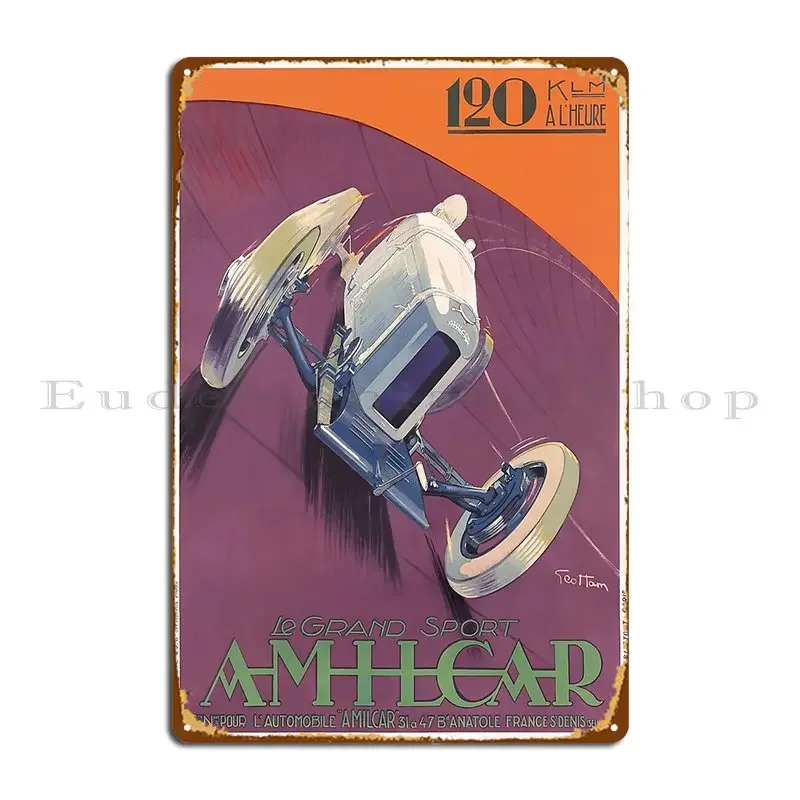 Металлическая табличка-постер «1924 Amilcar Le Grand Sport Automobile», настенный декор, персонализированная вывеска для паба, жестяная табличка-постер