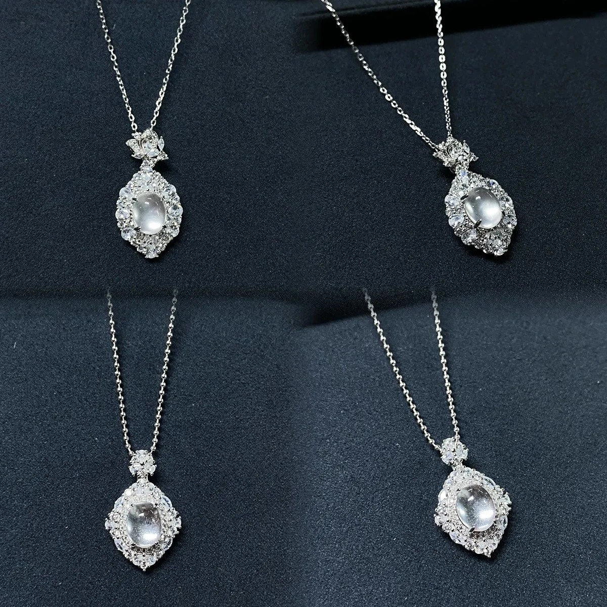 PT950 platinum natural water-drop jade necklace, glass ice-grade pigeon egg style bestseller