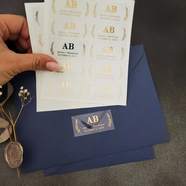 Customized Rectangular Stickers, Transparent Gold Foil, Any Size, Customized for Packaging, Commercial Company Labels, 10