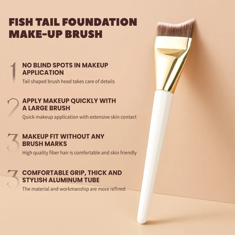 Arc-shaped Flat Ultra-Thin Foundation Brush, Traceless No-Mark Liquid Foundation Brush, Professional Makeup Tool
