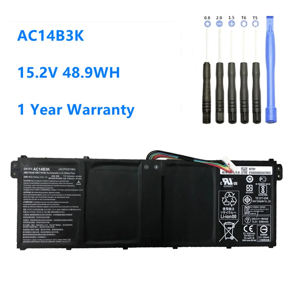 AC14B3K 15.2V 3220mAh Laptop Battery For Acer Aspire R5-571T R5-571TG S14 CB3-511 Swift 3 3S F314-51 R 11 R3-131T S14 AC14B8K