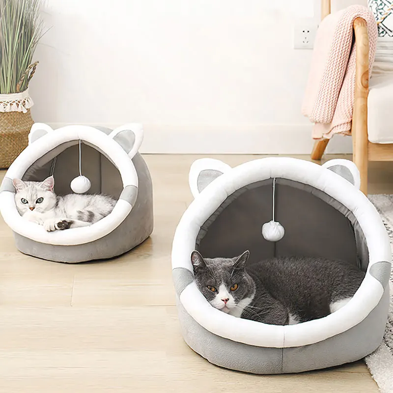 Cute Cat Bed for Indoor Small and Large Cats Dog Tent Soft Pet Kitten House Cozy Puppy Cushion