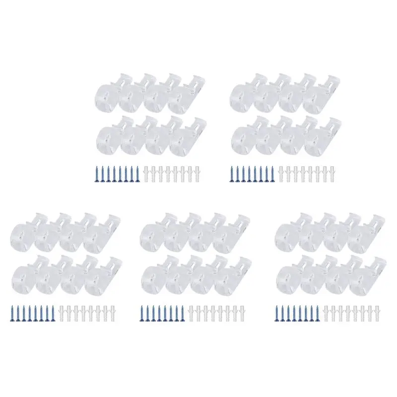 AFOURT-40Pcs Curtain Clear P Clips Hook,Roller Blind Clips Child Safety Chain Cord P Clip Hooks For Vertical Roman Roller