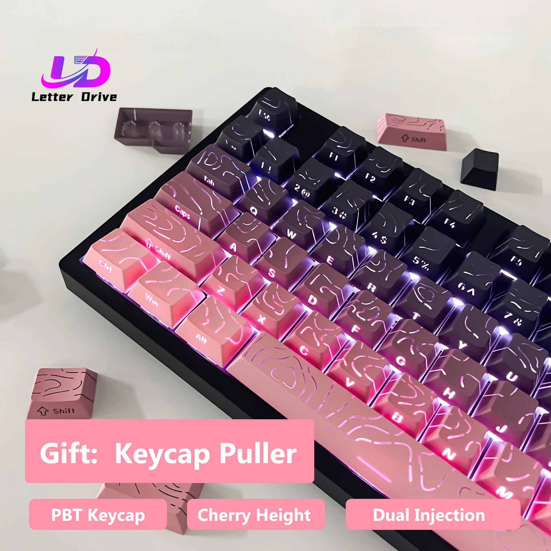 Letter Drive Cherry Height Keycap Side Print Dual Injection Character Full Set of OEM Keycaps suitable for Mechanical Keyboard