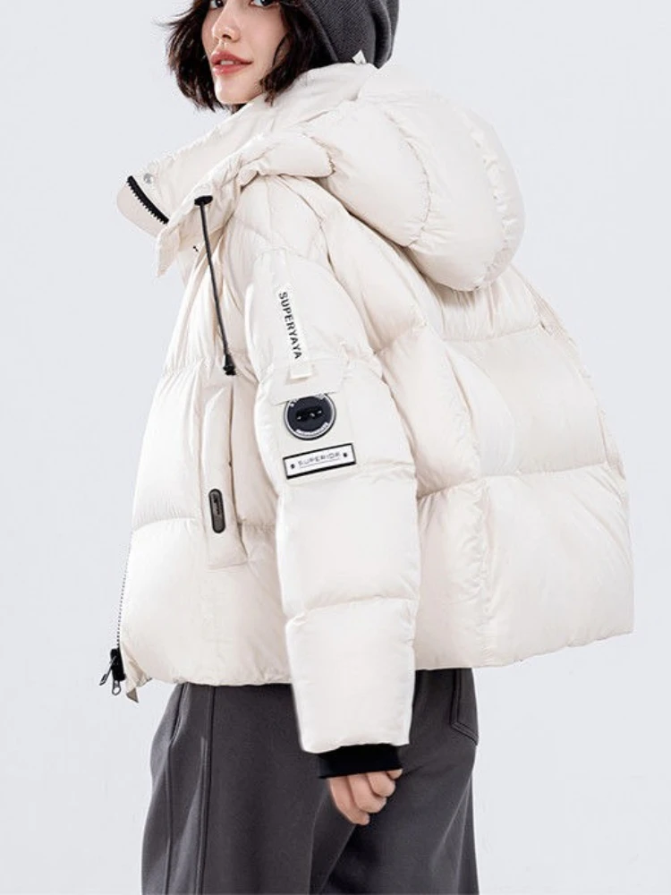 Inverno nova moda streetwear casacos curtos feminino fino manga longa para baixo casacos vintage elegante escritório casual jaqueta de algodão quente