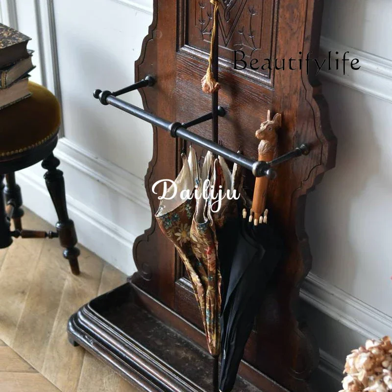 

BJ French Retro Solid Wood Dressing Western Antiques Chinese Antique Coat Rack Bedroom Porch Coat Rack Umbrella Rack Log