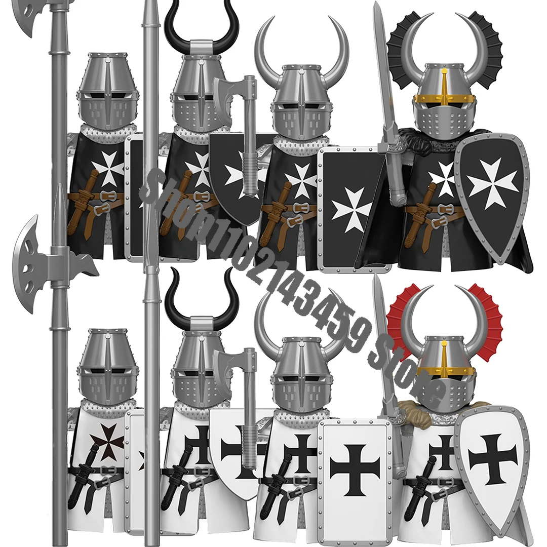 Roman Soldier Knights Hospitaller Teutonic Knights Bricks Dolls Mini Action Toy Figura Building Blocks Kids Toys Model Gifts