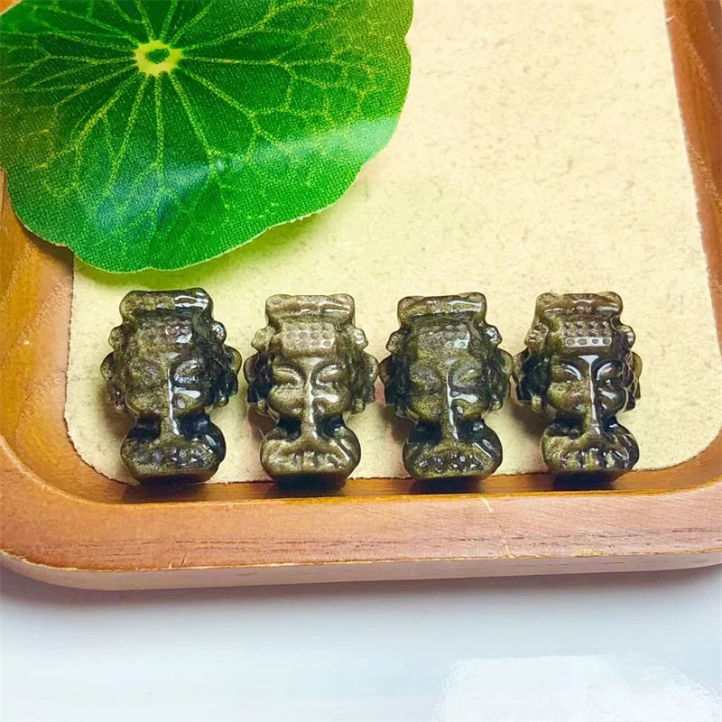 

Статуя Mazu из натурального золотистого обсидиана, 10 шт., кристалл, исцеляющая, модная для украшения дома, счастливый подарок, 25 мм