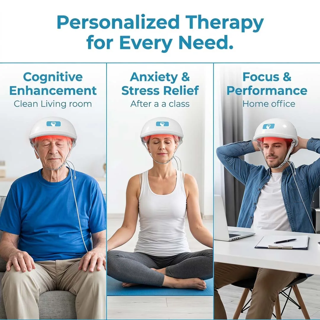 4 Zone Controlled 810nm Brain Helmet Chronic Migraine Pain Fatigue Relief Pulse 40Hz PBM Photobiomodulation Device Cap