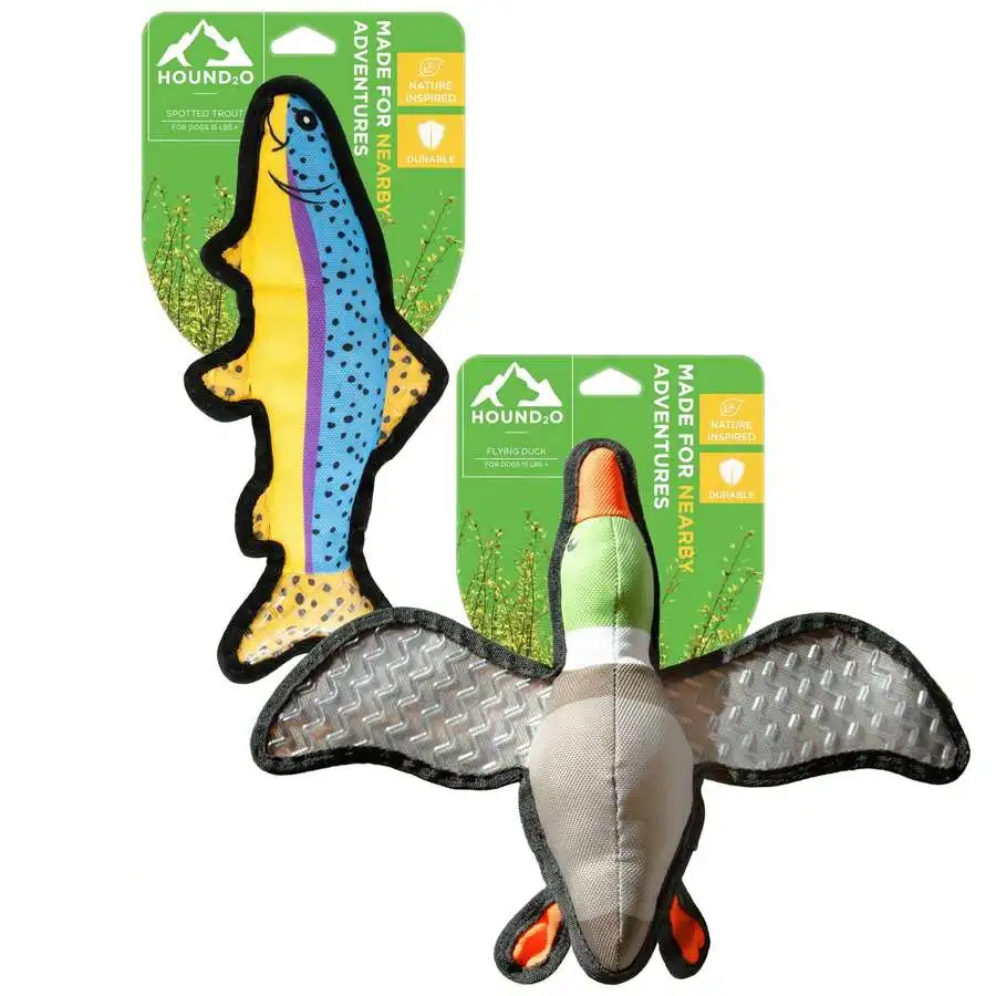 

Plush Dog Toy Flying Duck And Spotted Trout Squeaky Outdoor Adventure Toy