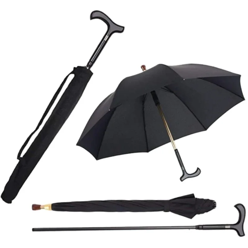 High Quality Male Non-slip Walking Stick Male Windproof Long Handle Rain Gear Men Creative Cane Climbing Umbrella