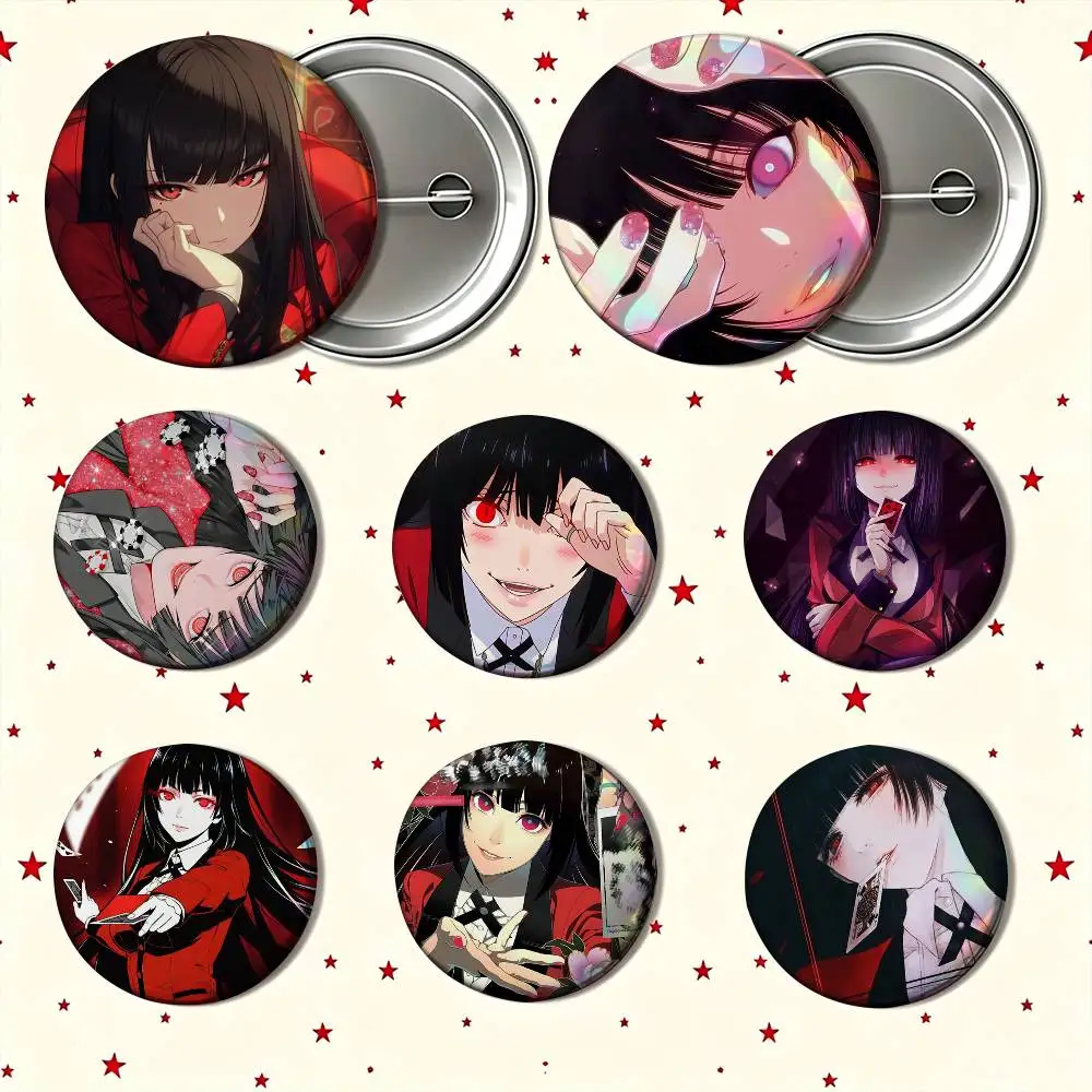 Popular Kakegurui Yumeko Jabami Enamel Pin Tinplate Round Brooch Cosplay Nijigen Otaku Culture Badge 25mm 32mm 44mm 58mm