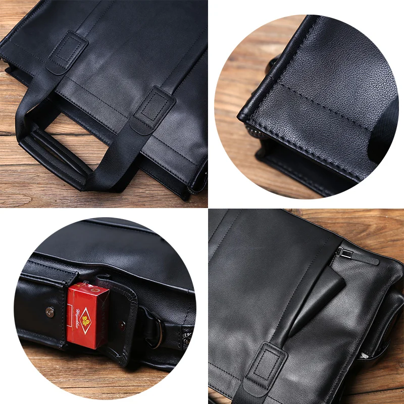 NZPJ Business Leder herren Handtasche Top Schicht Rindsleder Aktentasche Casual Schulter Messenger Tasche Geeignet für 14 Zoll Laptop – Detail 17
