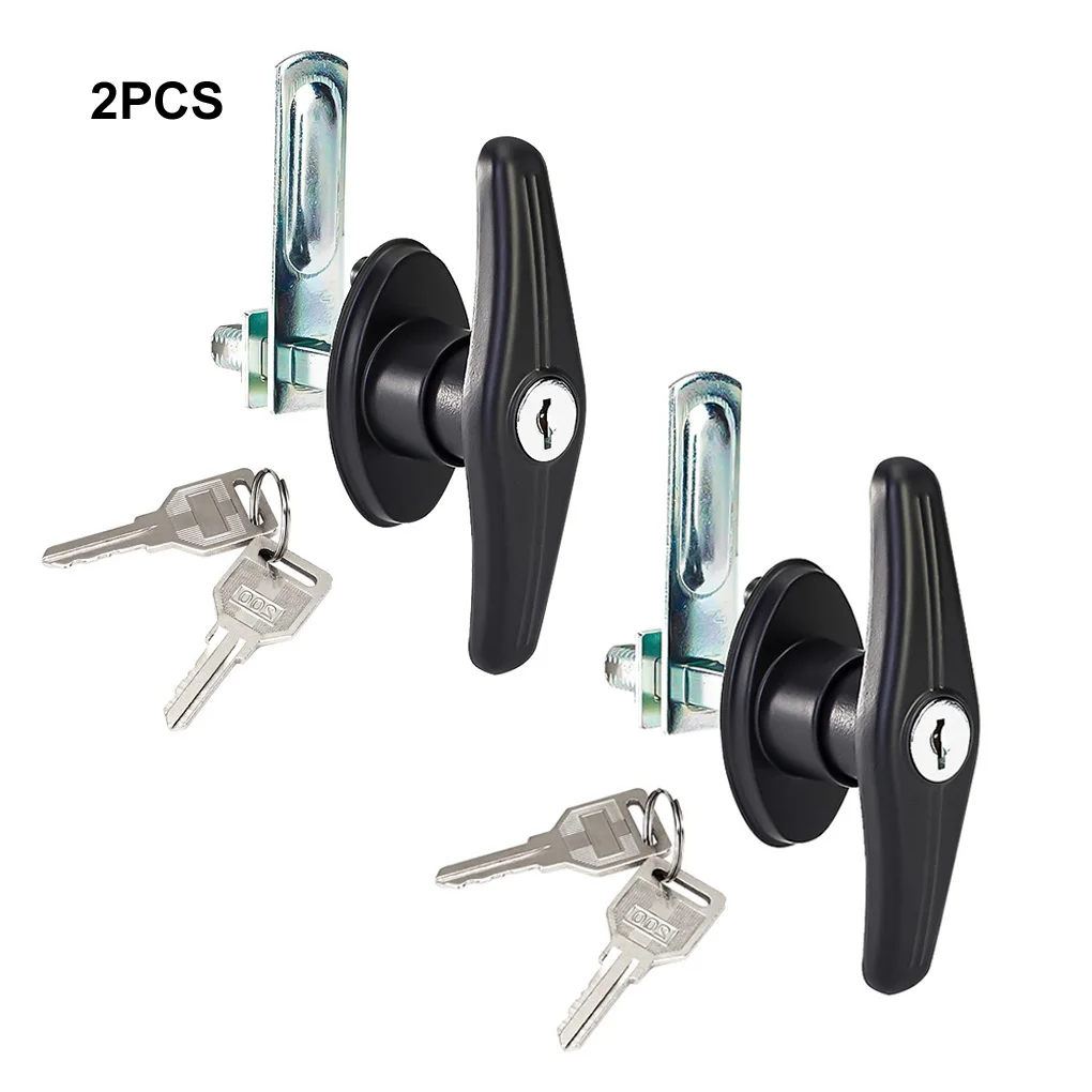 

2 шт., Т-образный замок с ручкой, замок для гаражных ворот, противоугонный замок из цинкового сплава для каравана, гаражного сарая, шкафа, мебельная фурнитура