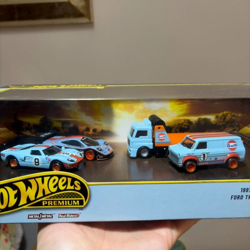 

Original Hot Wheels Premium Gmh39 Gulf Oil Car Culture Series 1/64 Car Model Mclaren F1 Ford Gt 40 Creative Boys Toy Gift